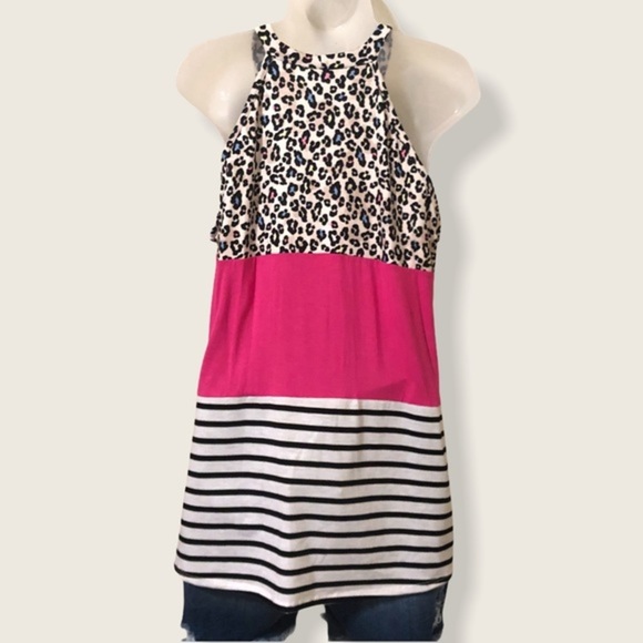 Leopard Print color Block Halter - Picture 6 of 6